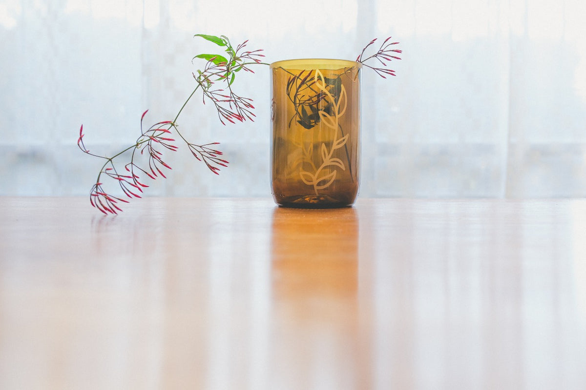 Florero planta de vidrio reutilizado